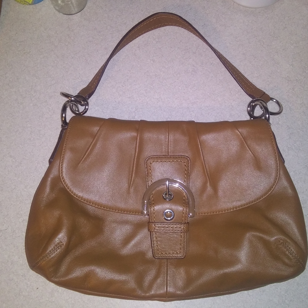 Tan Leather Coach Shoulder Bag
